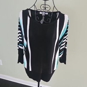 A Knitch Above Black and Blue Striped Sweatshirt